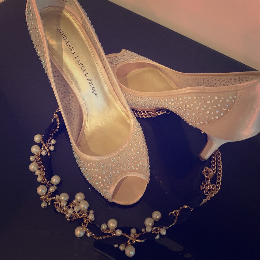 Size 8 Adrianna Papelle sparkle peep toe heels